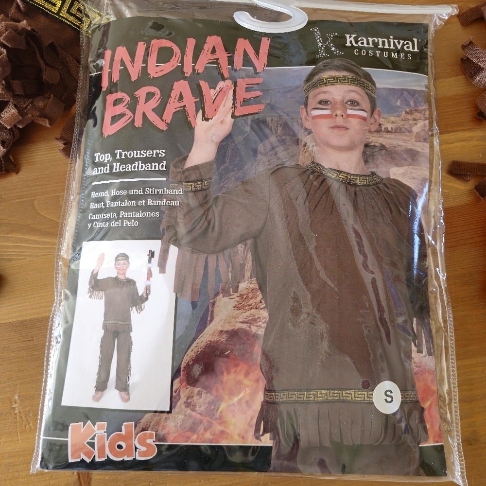 Karnival Costumes - Native American Brave Boy's Costume - S Brown - Picture 5 of 9